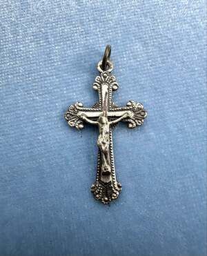 Vintage Sterling Silver Crucifix Pendant Small Catholic Cross Religious Necklace